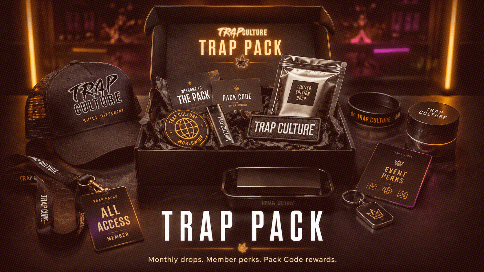 Trap Pack monthly drops, member perks and Pack Code rewards